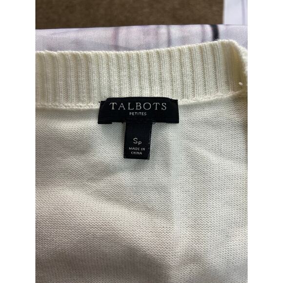 Talbots Cardigan Womens Sp Stripe Open Front Pockets Pima Cotton Knit 3/4 Sleeve - Picture 2 of 12